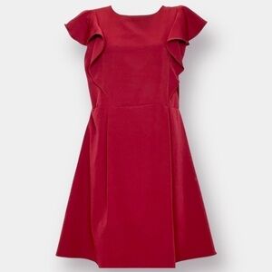 A Line Dress Knee Length Short Ruffles Sleeves Girl's Plus Size